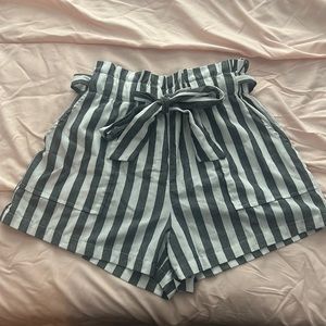 Gray and white striped shorts